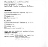 Gian Carlo Menotti - Violin Concertos